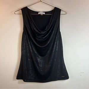 CALVIN KLEIN | Shimmery Black Cowl Neck Tank